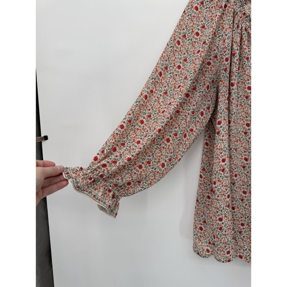 Max‎ Studio 1X Ditzy Floral Long Sleeve Blouse Light Semi-sheer Cottagecore Boho - Picture 7 of 10